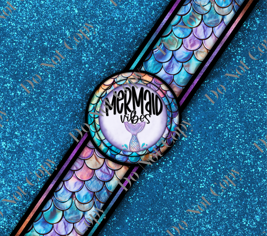 20oz Tumbler Wrap - Mermaid Vibes - Blue Glitter