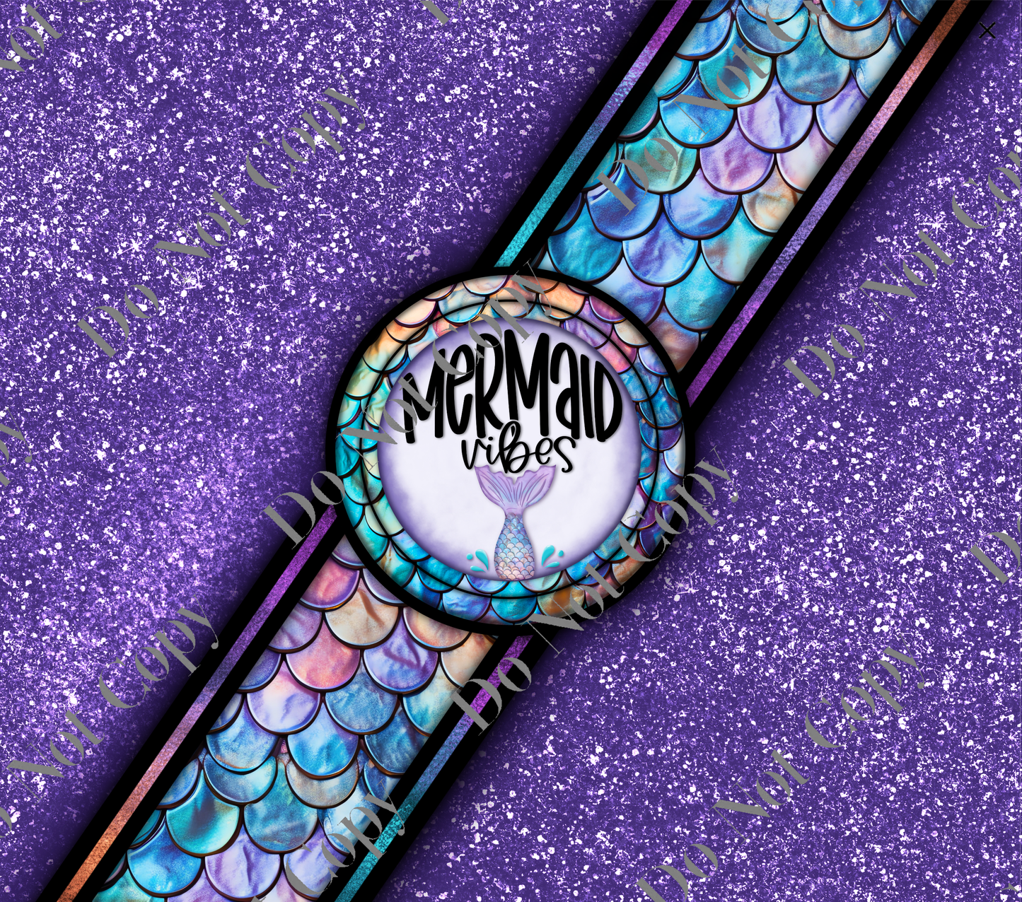 20oz Tumbler Wrap - Mermaid Vibes - Purple glitter