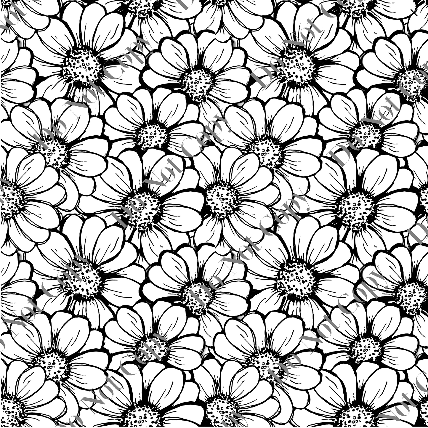Patterned Vinyl - Daisy line Drawing