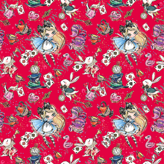 Patterned Vinyl - Lil Miss in the blue dress (red)